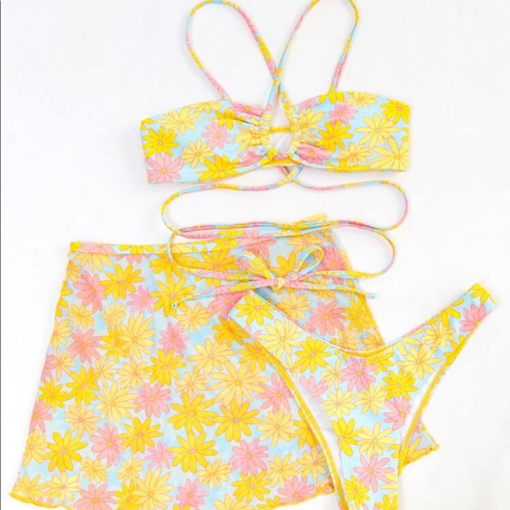 Floral Bikini with Skirt